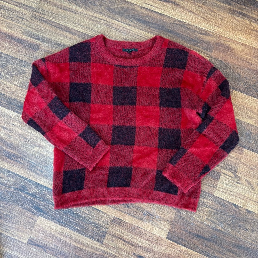 CYRUS Buffalo Plaid Red and Black Women's Sweater medium - Picture 5 of 6